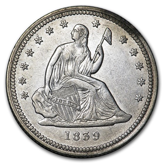 1839 Liberty Seated Quarter AU 1839 Liberty Seated Quarter AU